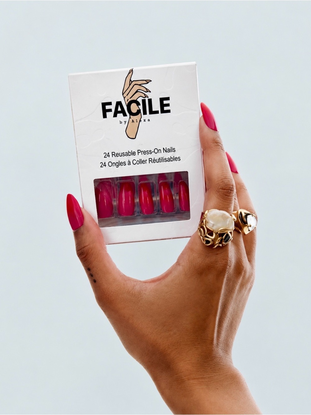 💖✨ Facile by Alexa Press On Nails Classic Red New In Box 💖✨ 3 for $15